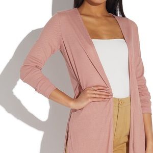 Side Slit Cardigan (Mauve/Pink) | Ambiance